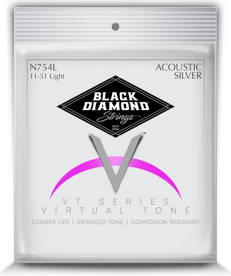 Black Diamond N754L acoustic guitar strings front view packaging