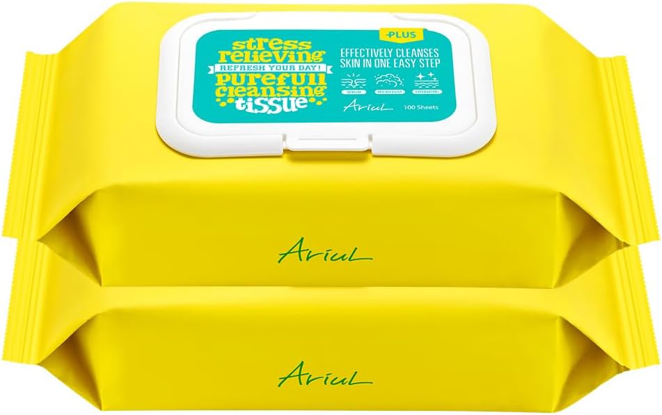 Ariul Stress Relieving Purefull Cleansing Tissue – Gentle & Hydrating Makeup Remover Wipes, Korean Skin Care with Natural Ingredients, 80 Tissues × 2 Packs - Image 1