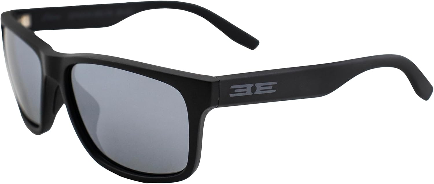 Epoch Eyewear Delta Golf Sport Riding Sunglasses front view showcasing the matte black frame and smoke polarized lenses.