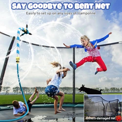 Close up of 360 degree rotating water head on trampoline