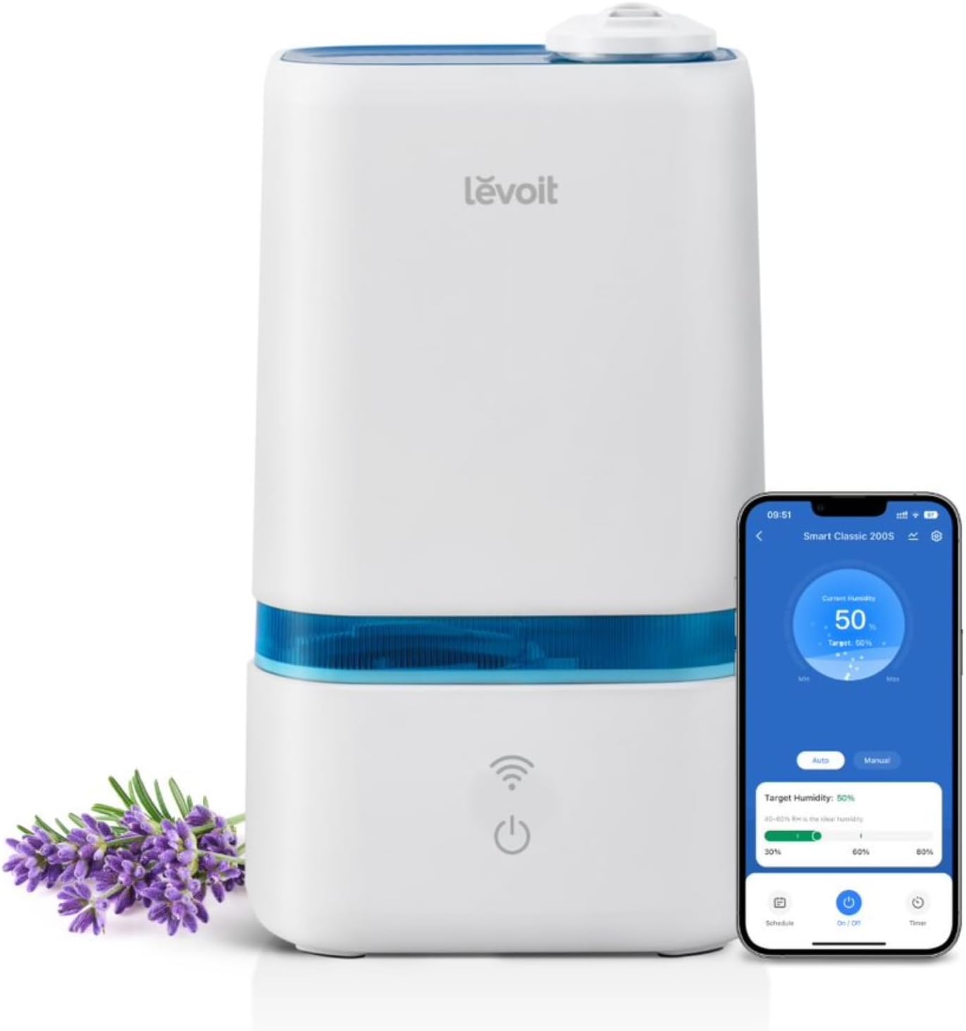 LEVOIT 4L Smart Cool Mist Humidifier for Home Bedroom with Essential Oils, Customize Humidity for Baby & Plants, APP & Voice Control, Schedule, Timer, Last up to 40Hrs, Whisper Quiet, Handle Design - Image 1