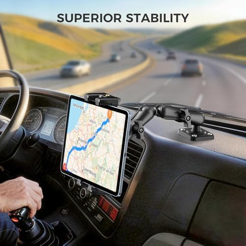 OHLPRO dashboard car and wall tablet holder showing the four-hole screw-down permanent base installation.