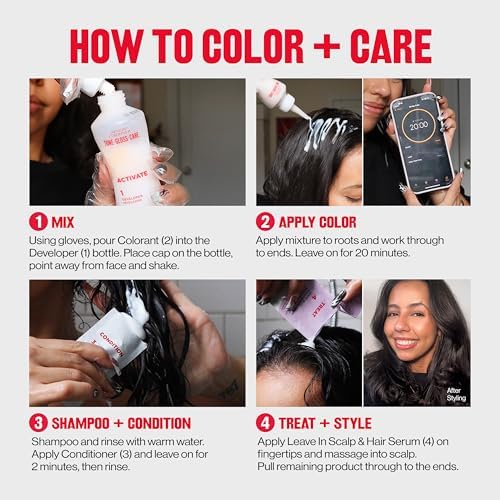 Side panel instructions for mixing and applying Revlon demi permanent hair dye