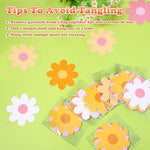 Pasimy retro daisy hanging garlands decorated beautifully across a living room doorway for a birthday.