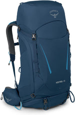 Osprey Kestrel 48 Liter Men's Backpacking Backpack In Atlas Blue Front View For Camping