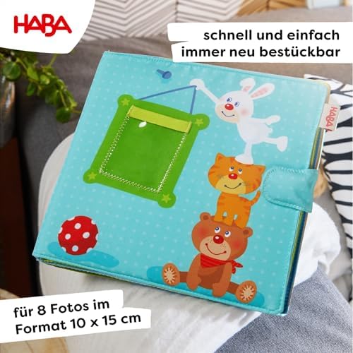 Close up of the durable stitching and baby safe materials on HABA book