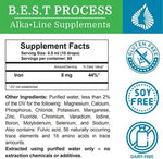 Morter HealthSystem multi mineral liquid dietary supplement bottle showing comprehensive usage instructions