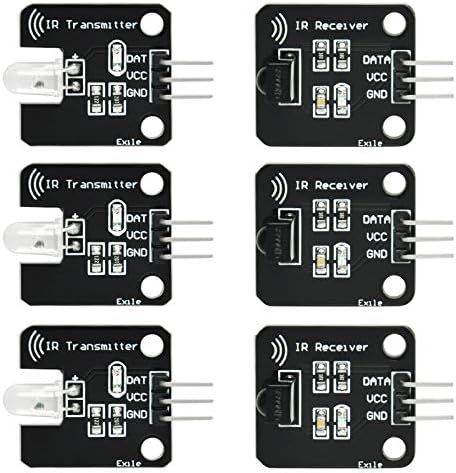 Gikfun infrared transmitter sensor module with built-in signal indicator light emitting diode and three-pin header configuration.