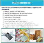 Bulk pack of non-toxic moisture absorbing silica gel bags.