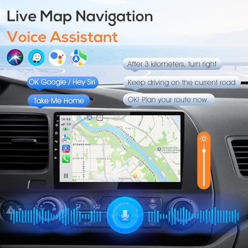 Close up of Haudio car radio 10.1 inch touchscreen display