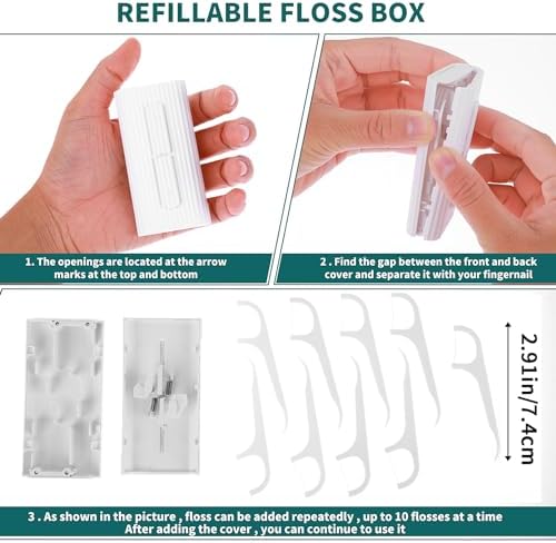 Side angle view of WLLHYF refillable flosser organizer box detailing the single pick release mechanism