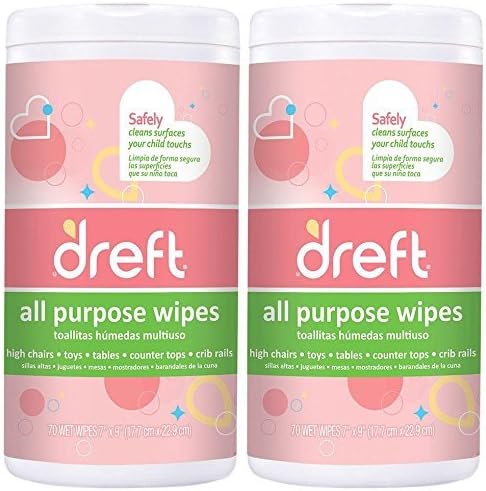 Dreft Multi-Surface All-Purpose Gentle Cleaning Wipes for Baby Toys, Car Seat, High Chair & More, 70 Count, Pack of 2 - Image 1