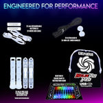 Silicone padded cases of the UltraPoi light up set demonstrating impact absorption.