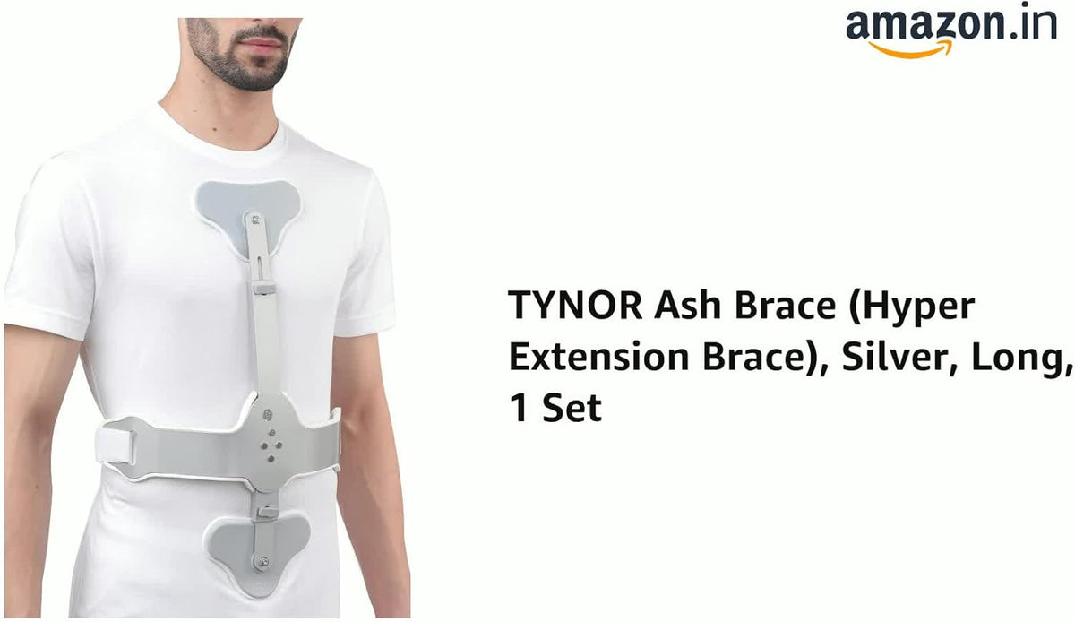 TYNOR Ash Brace (Hyper Extension Brace), Silver, Long, 1 Set - Image 3