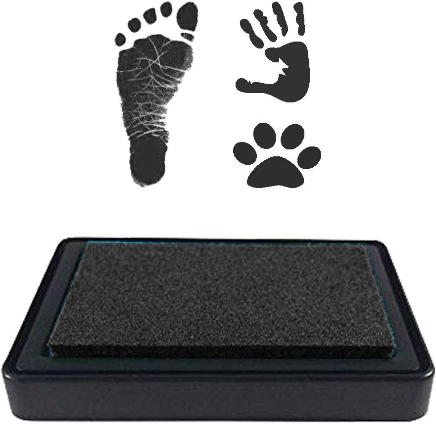 Lsushine baby footprint ink pad front view showing the premium black stamp surface.