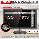 Side perspective of 21:9 curved privacy shield blacking out information for onlookers