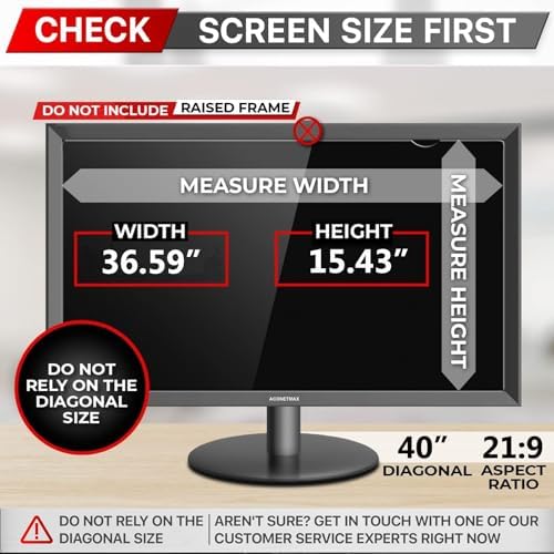 Side perspective of 21:9 curved privacy shield blacking out information for onlookers