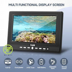 Rywob small portable digital TV showing side ports for HDMI, USB, and TF card inputs.