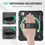 SEYMAC for iPad Pro 13 Inch Case 2024 M4 (7th Gen), Heavy Duty Shockproof Protective Case with Screen Protector, 360° Rotating Stand, Hand/Shoulder Strap and Pen Holder for iPad Pro 13 2024, Black - Image 4