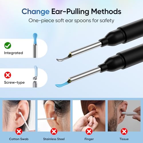 Ear Wax Removal Tool Camera with 8 Kits & 5 Ear Spoon, Ear Cleaner with Camera 1080P HD, Earwax Removal Kit with 6 LED Lights, Ear Wax Removal Kit for iOS & Android (Black) - Image 5