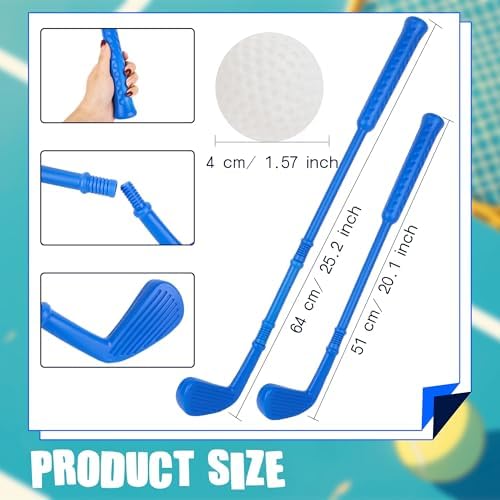 Children playing with colorful plastic golf clubs outdoors