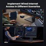 UGreen unmanaged gigabit hub showing multiple internet cable connections