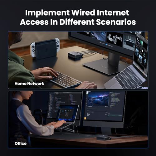 UGreen unmanaged gigabit hub showing multiple internet cable connections