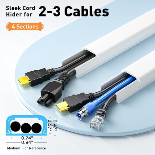 Delamu cable management kit showcasing the simple snap open mechanism with multiple wires inside.