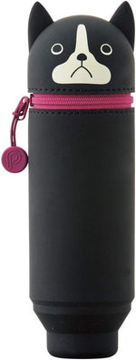 LIHIT LAB PuniLabo stand up pen case front view with Boston Terrier design