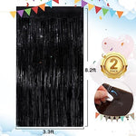 Close-up view of the adhesive strip on the premium black foil fringe curtain