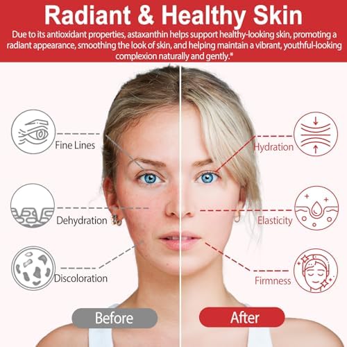 High strength astaxanthin eye and skin health supplement packaging against a clean background
