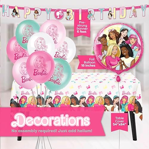 Unique Barbie party kit banner and balloon decorations
