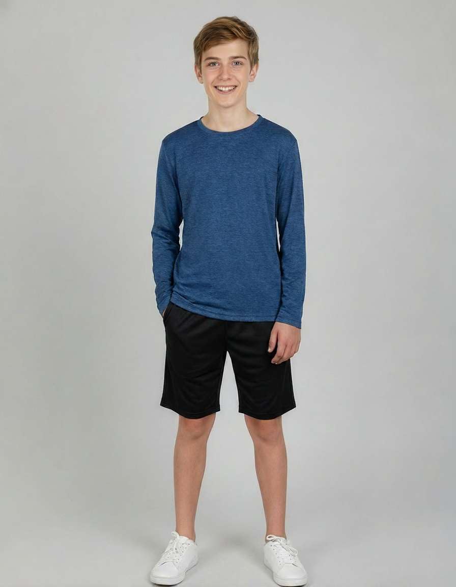 Real Essentials kids activewear crewneck t shirt back angle