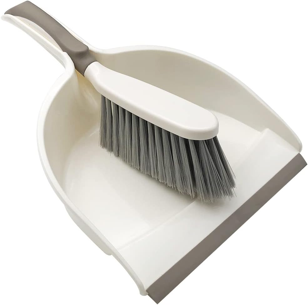 WDDBHSKN Small Dustpan and Brush Set front view showing beige brown cleaning tool kit