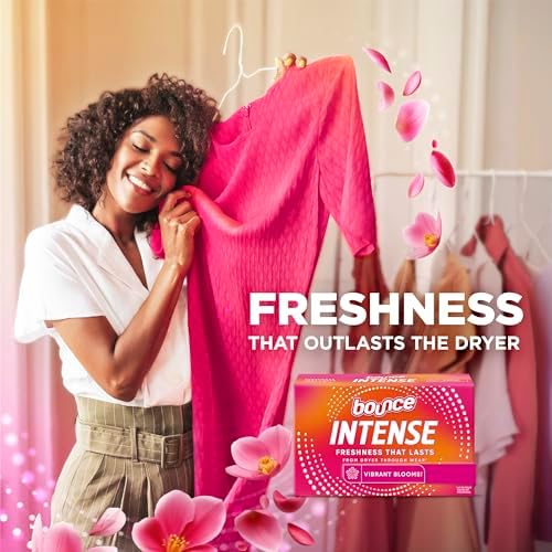 Back label of Bounce Intense dryer sheets showing official ingredients and usage directions.