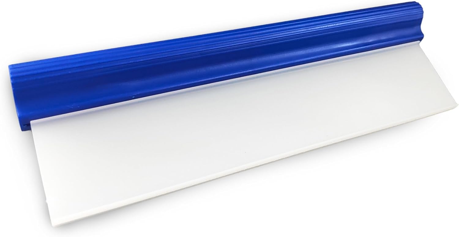 HABNVUON silicone water blade car squeegee front view showing the 12-inch flexible white blade and sturdy blue handle