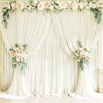 Full stage view showing twenty feet width ivory curtain decoration