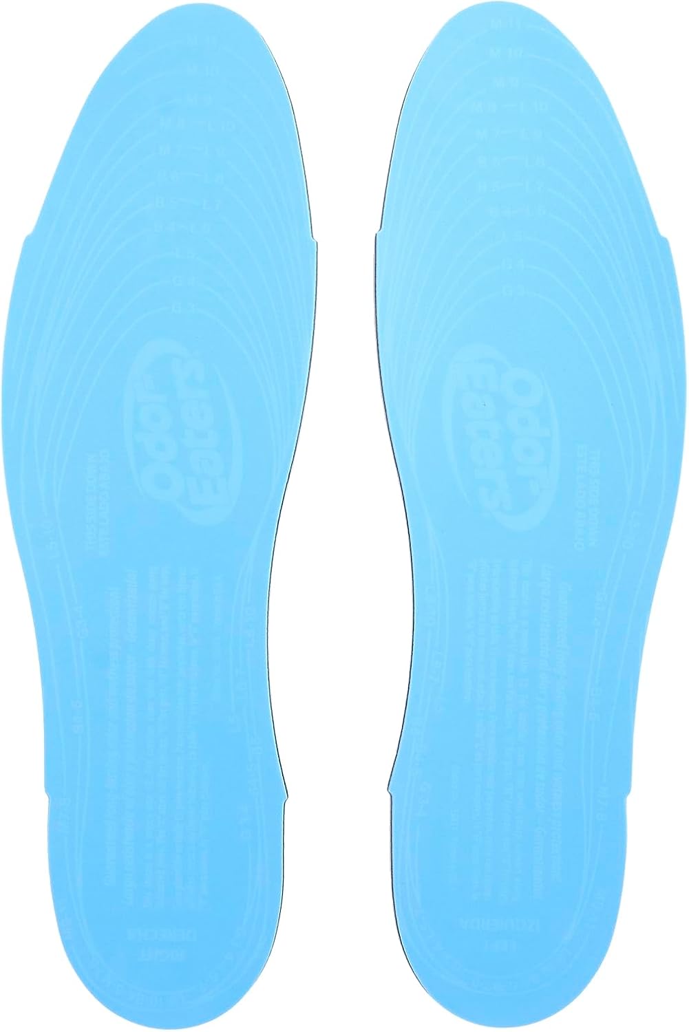 Odor-Eaters insoles displayed outside packaging showing full length design
