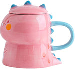 Seelucky dinosaur pink 3D ceramic mug front view coffee cup
