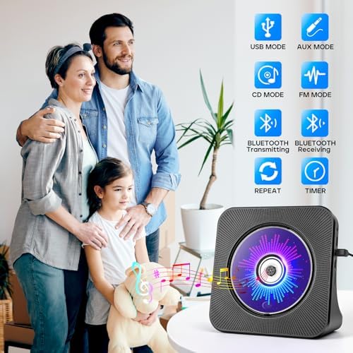 Black Roadom CD player showing Bluetooth connectivity