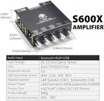 Side view highlighting the solid aluminium heat sink installed on the high efficiency amplifier module