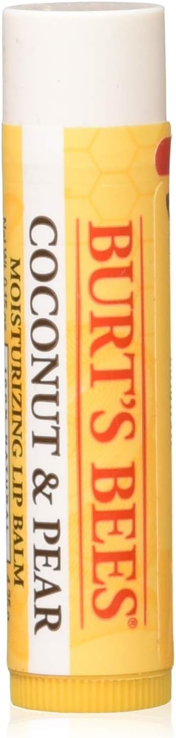 Burt's Bees moisturizing lip balm coconut and pear front view natural lip care
