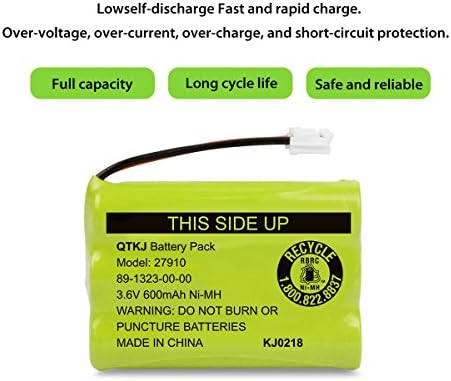 Four individual pack configuration of white rechargeable NiMH telephone replacement batteries with standard terminal connection plug.