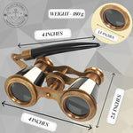 Retro style handheld opera glasses with side handle extended for performance viewing