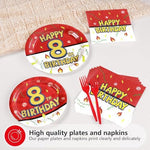 Table setting with red and white anime party tableware
