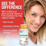 Solaray premium antioxidant vitamin A supplement bottle top angle view