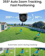 Reolink 4K IP PoE camera showing 355 degree pan and 90 degree tilt motion