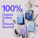 August organic cotton topsheet pads showing eight layers of protection