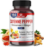 Cayenne Pepper 7 in 1 - with Ginger, Turmeric, Cinnamon, Black Pepper - Promotes Digestive System Function (150-day Supply (Pack of 1)) - Image 2