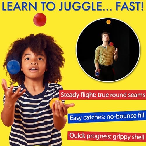 Covelico three count juggling balls set with stylish cotton drawstring carrying bag